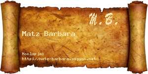 Matz Barbara névjegykártya